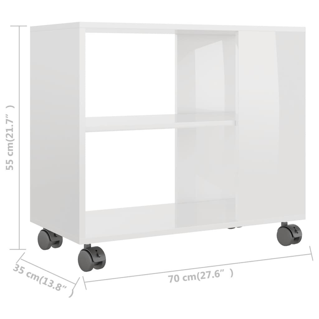 vidaXL galdiņš, spīdīgi balts, 70x35x55 cm, skaidu plāksne cena un informācija | Žurnālgaldiņi | 220.lv