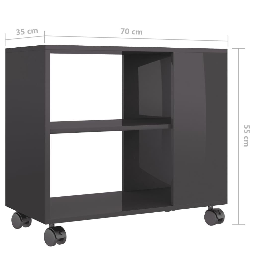 vidaXL galdiņš, spīdīgi pelēks, 70x35x55 cm, skaidu plāksne cena un informācija | Žurnālgaldiņi | 220.lv