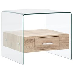 vidaXL kafijas galdiņš ar atvilktni, 50x50x45 cm, rūdīts stikls cena un informācija | Žurnālgaldiņi | 220.lv