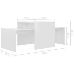 vidaXL kafijas galdiņu komplekts, balts, 100x48x40 cm, skaidu plāksne cena un informācija | Žurnālgaldiņi | 220.lv