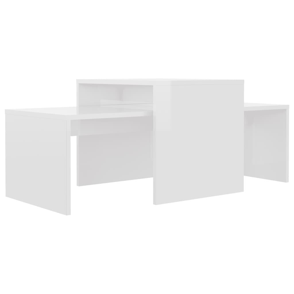 vidaXL kafijas galdiņu komplekts, balts, 100x48x40 cm, skaidu plāksne cena un informācija | Žurnālgaldiņi | 220.lv