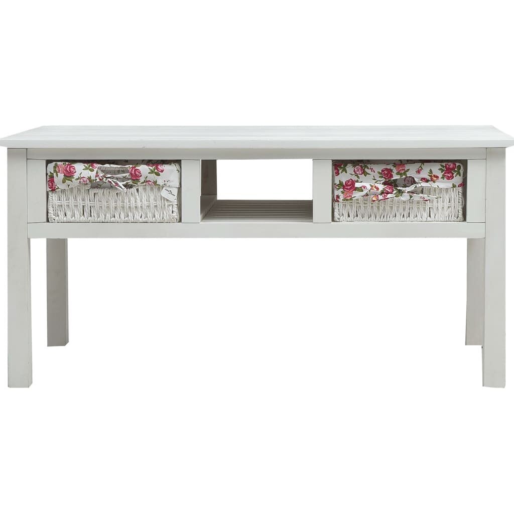 vidaXL kafijas galdiņš, balts, 99,5x60x48 cm, koks cena un informācija | Žurnālgaldiņi | 220.lv