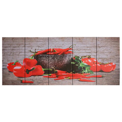 vidaXL audekla sienas gleznu komplekts, paprika, krāsaina, 150x60 cm cena un informācija | Gleznas | 220.lv