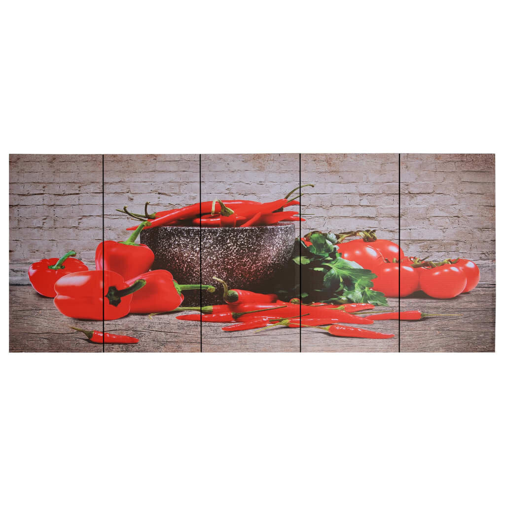 vidaXL audekla sienas gleznu komplekts, paprika, krāsaina, 200x80 cm cena un informācija | Gleznas | 220.lv