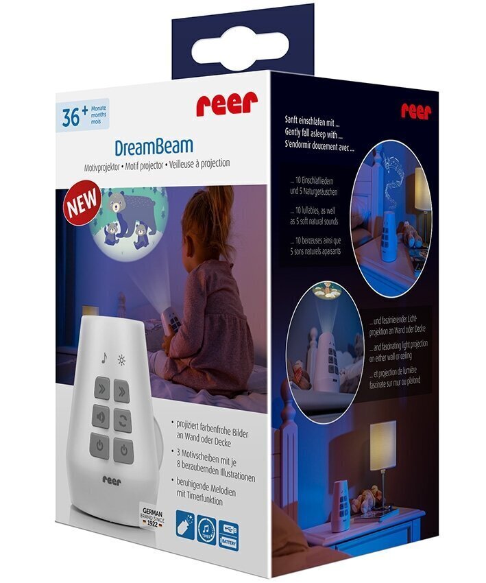 Naktslampa - projektors Reer DreamBeam, balts cena un informācija | Lampas bērnu istabai | 220.lv