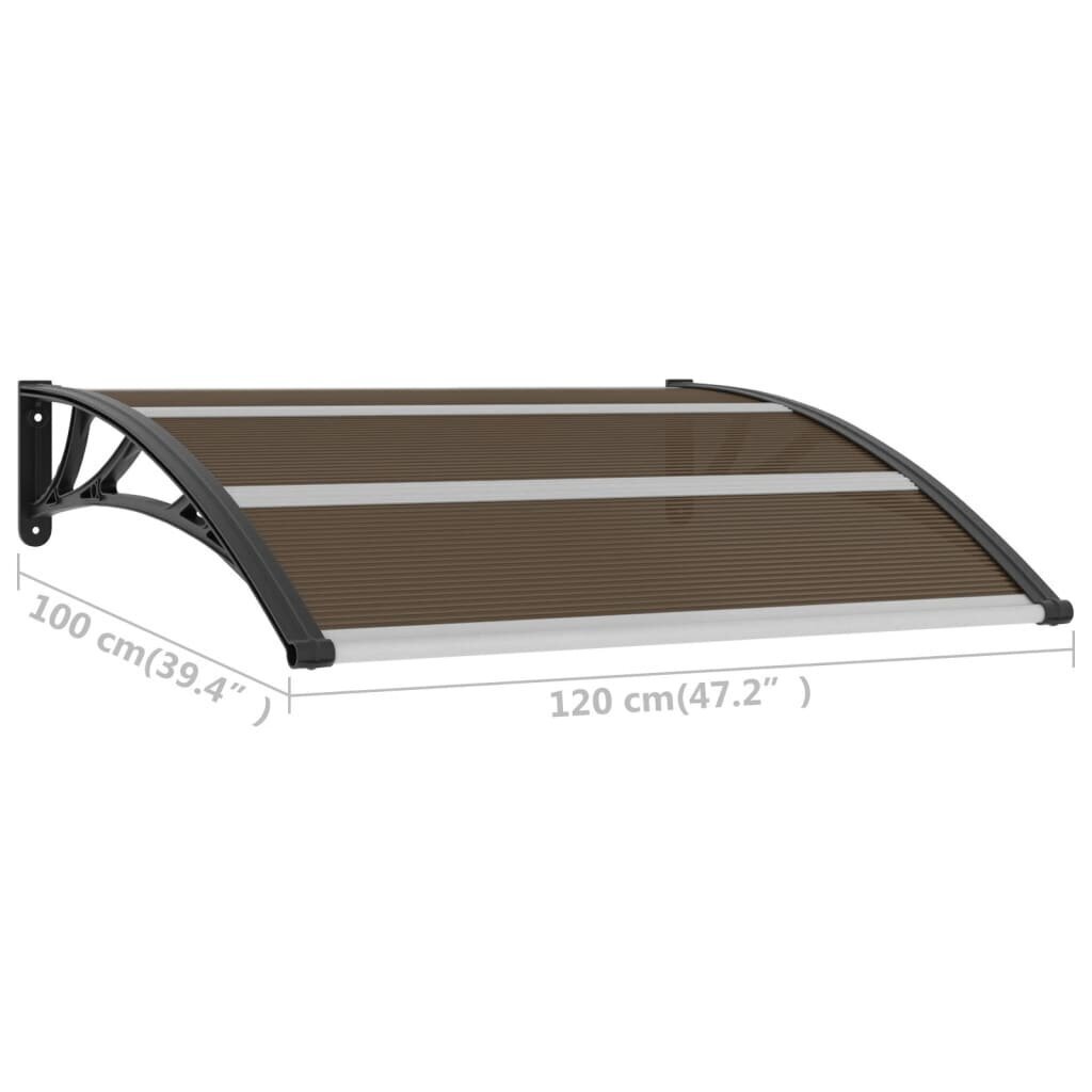 vidaXL durvju jumtiņš, melns, 120x100 cm, PC цена и информация | Durvju jumtiņi | 220.lv
