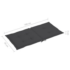 vidaXL dārza krēslu spilveni, 2 gab., antracītpelēki, 100x50x3 cm цена и информация | Декоративные подушки и наволочки | 220.lv