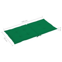 vidaXL dārza krēslu spilveni, 4 gab., zaļi, 100x50x3 cm цена и информация | Декоративные подушки и наволочки | 220.lv