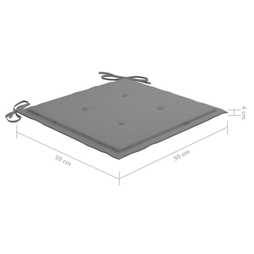 vidaXL dārza krēslu spilveni, 2 gab., pelēki, 50x50x3 cm цена и информация | Dekoratīvie spilveni un spilvendrānas | 220.lv