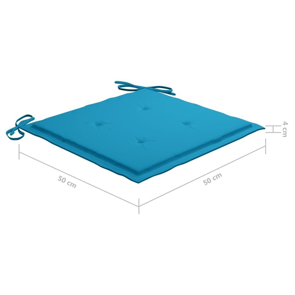 vidaXL dārza krēslu spilveni, 2 gab., zili, 50x50x3 cm cena un informācija | Dekoratīvie spilveni un spilvendrānas | 220.lv