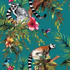 DUTCH WALLCOVERINGS tapete, lemura apdruka, zaļa, 12402 цена и информация | Обои | 220.lv