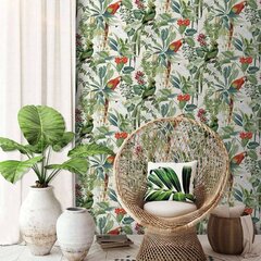 DUTCH WALLCOVERINGS tapete, tropu putnu apdruka, balta un zaļa цена и информация | Обои | 220.lv