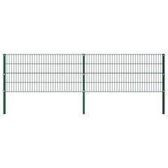 vidaXL žoga panelis ar stabiem, 3,4 m, zaļa dzelzs cena un informācija | Žogi un piederumi | 220.lv