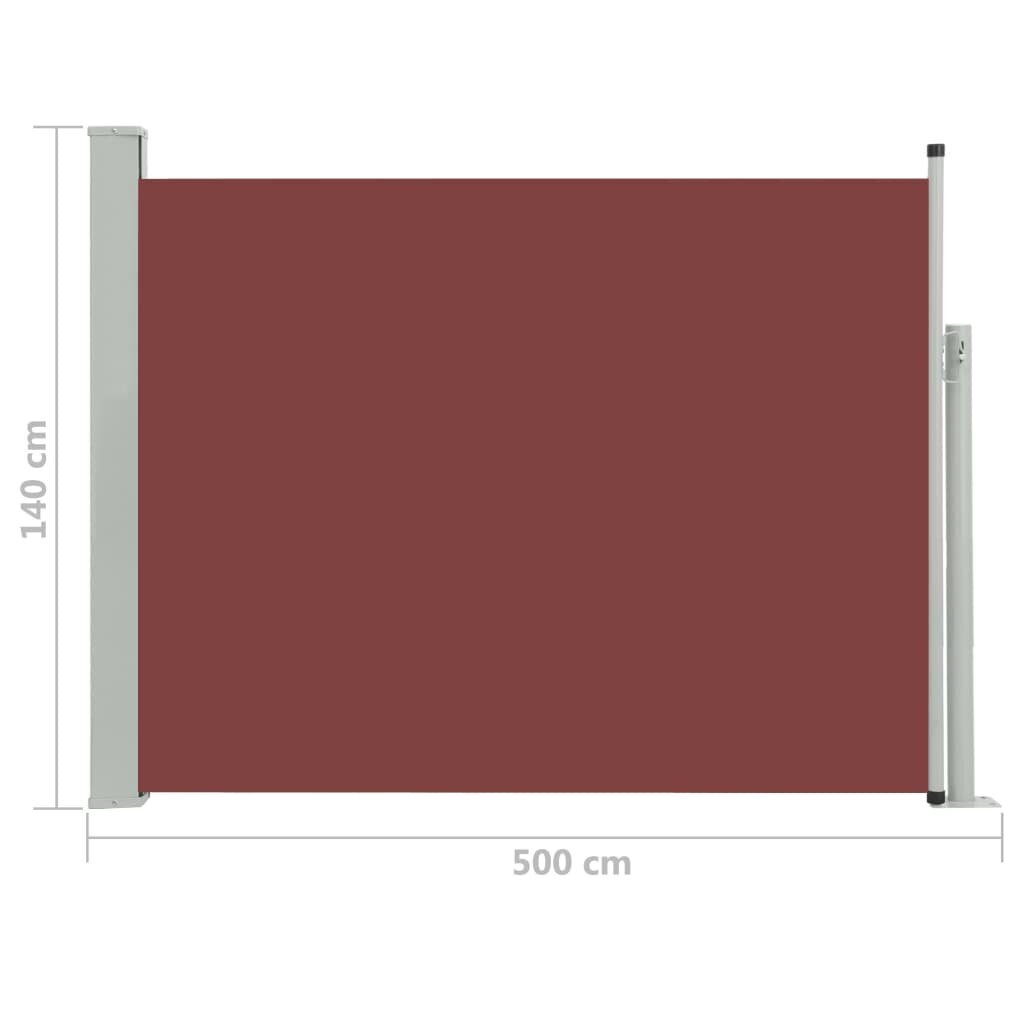 vidaXL izvelkama sānu markīze, brūna, 140x500 cm cena un informācija | Žogi un piederumi | 220.lv