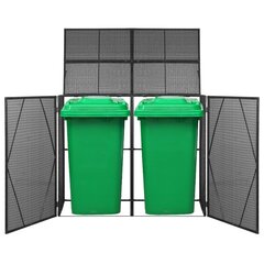 vidaXL divdaļīga nojume atkritumu konteineram, melna, 153x78x120 cm cena un informācija | Dārza mājiņas, šķūņi, malkas nojumes | 220.lv