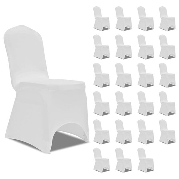 VidaXL krēslu pārvalki, 24 gab., balts elastīgs audums cena | 220.lv