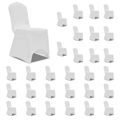 vidaXL krēslu pārvalki, 30 gab., balts elastīgs audums cena un informācija | Mēbeļu pārvalki | 220.lv