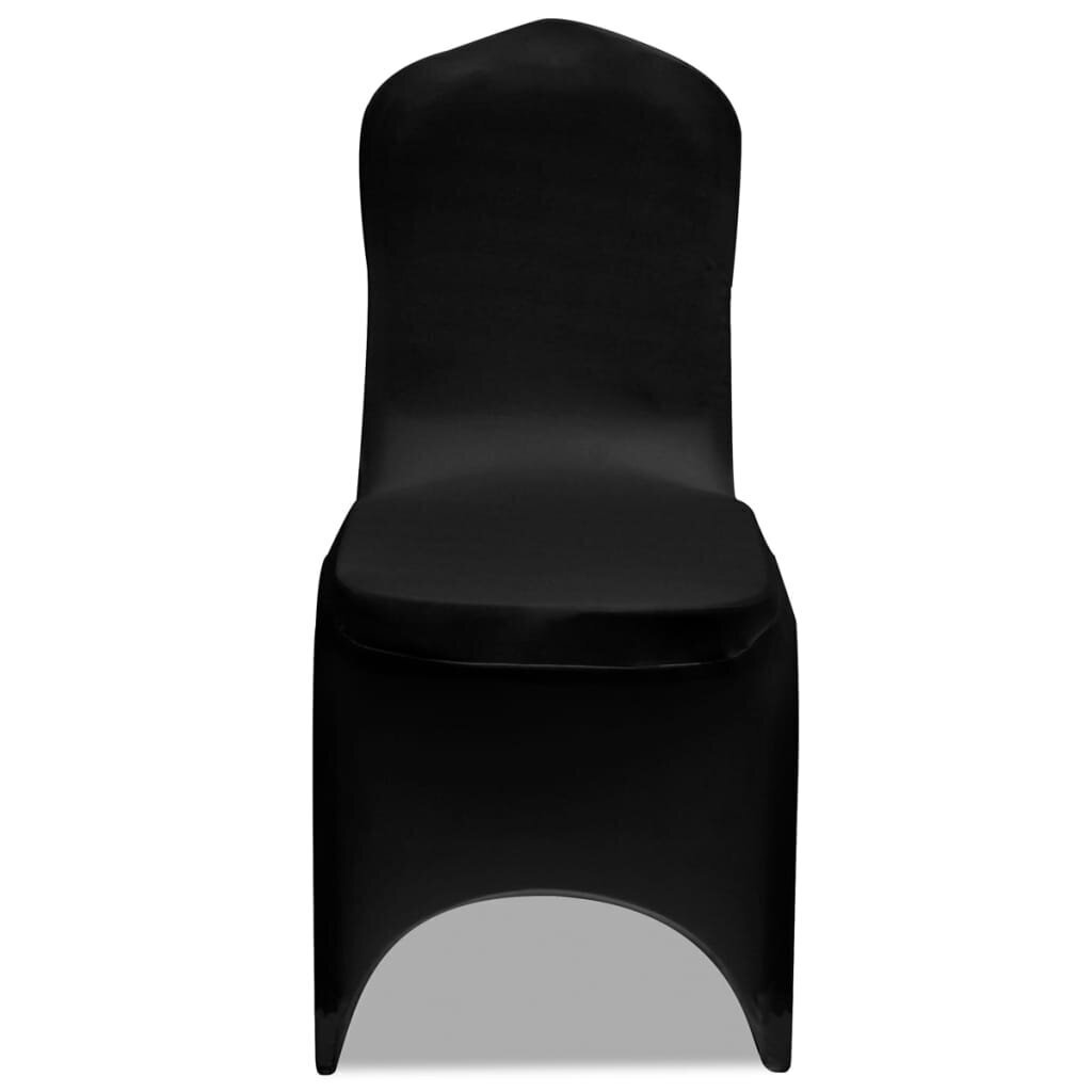 vidaXL krēslu pārvalki, 18 gab., melns elastīgs audums cena un informācija | Mēbeļu pārvalki | 220.lv