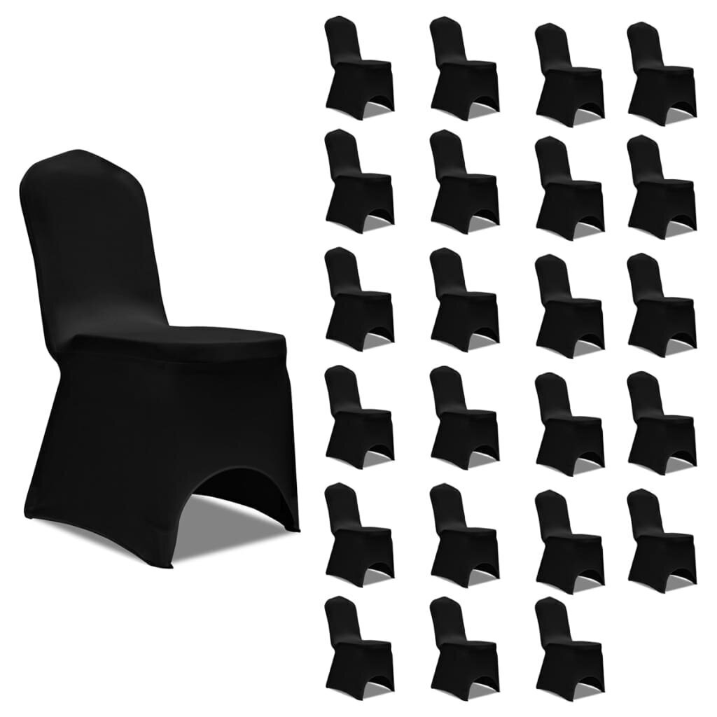 vidaXL krēslu pārvalki, 24 gab., melns elastīgs audums cena un informācija | Mēbeļu pārvalki | 220.lv