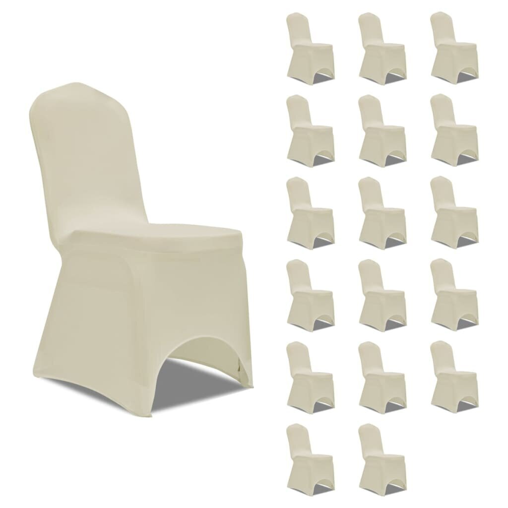 vidaXL krēslu pārvalki, 18 gab., krēmkrāsas elastīgs audums цена и информация | Mēbeļu pārvalki | 220.lv