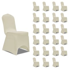 vidaXL krēslu pārvalki, 24 gab., krēmkrāsas elastīgs audums цена и информация | Чехлы для мебели | 220.lv