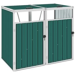 vidaXL divdaļīga nojume atkritumu konteineriem, zaļa, 143x81x121 cm цена и информация | Уличные контейнеры, контейнеры для компоста | 220.lv