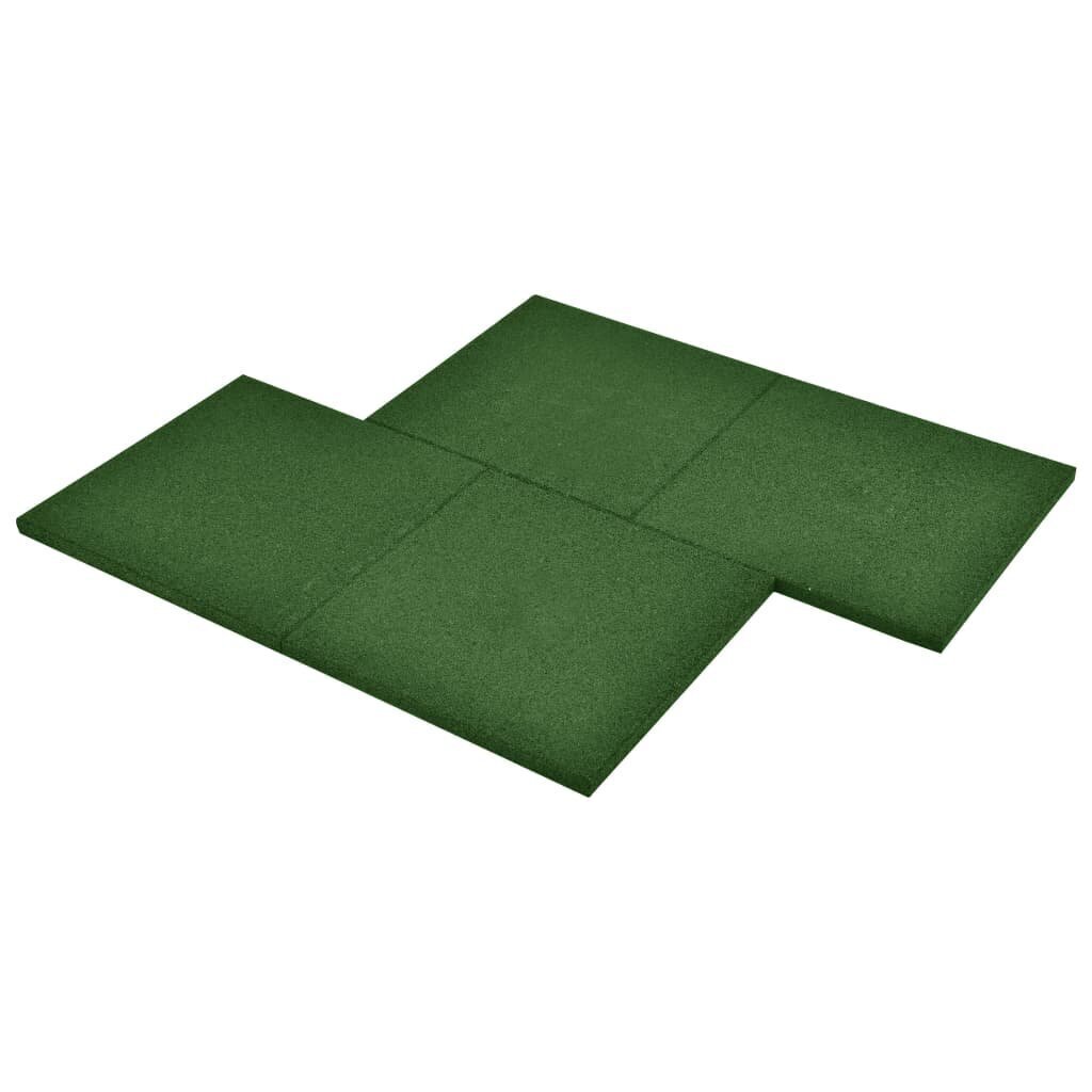 vidaXL drošības flīzes, 24 gab., zaļas, 50x50x3 cm, gumija cena un informācija | Āra grīdas segumi | 220.lv