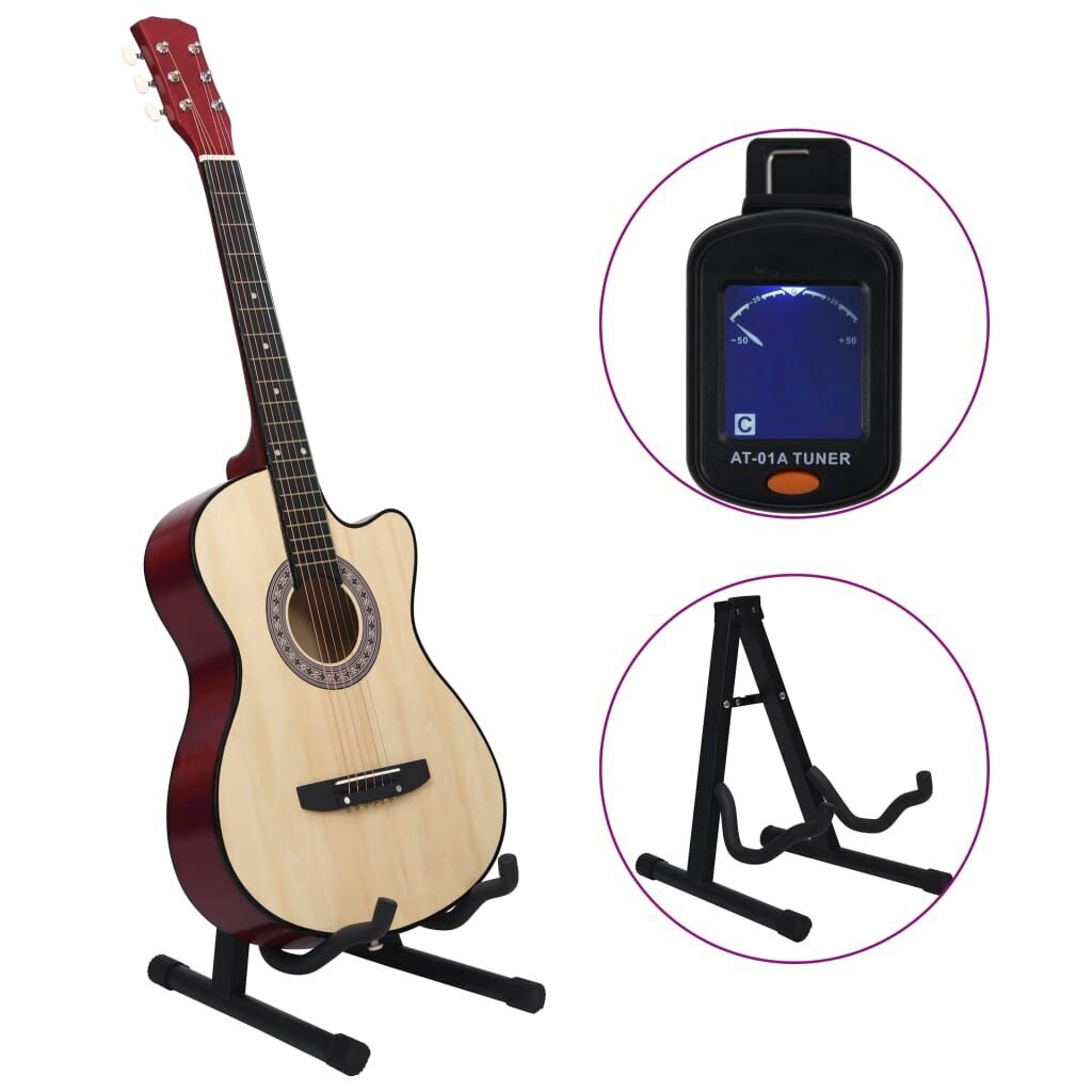 vidaXL 12-daļīgs akustiskās ģitāras komplekts, ar 6 stīgām, 38" cena un informācija | Ģitāras | 220.lv
