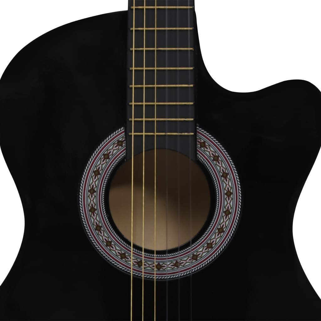 vidaXL 12-daļīgs akustiskās ģitāras komplekts, ar 6 stīgām, melns, 38" цена и информация | Ģitāras | 220.lv