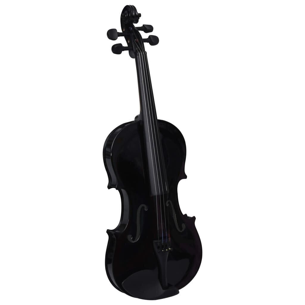 vidaXL vijoles komplekts ar lociņu un zoda balstu, melns, 4/4 cena un informācija | Vijoles | 220.lv