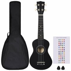 vidaXL soprāna bērnu ukulele ar somu, melna, 21" цена и информация | Гитары | 220.lv