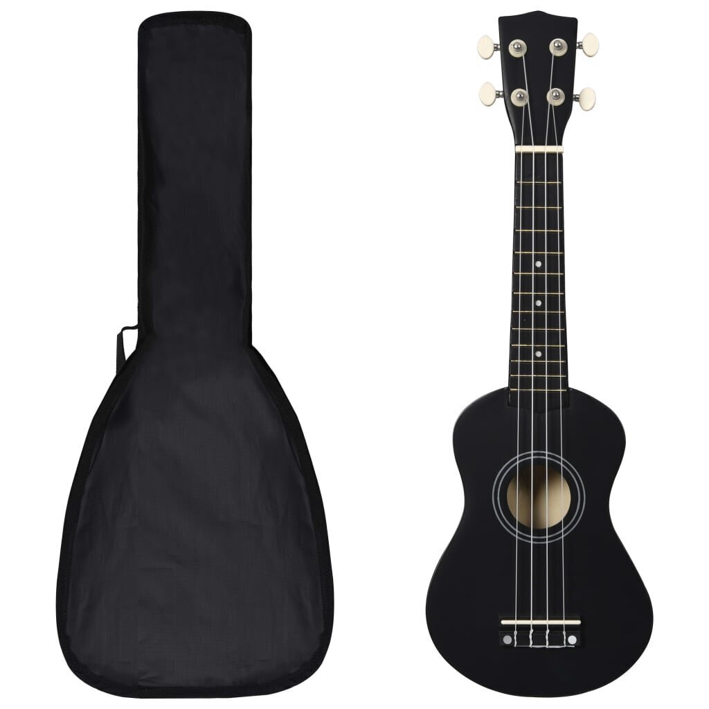 vidaXL soprāna bērnu ukulele ar somu, melna, 21" cena un informācija | Ģitāras | 220.lv