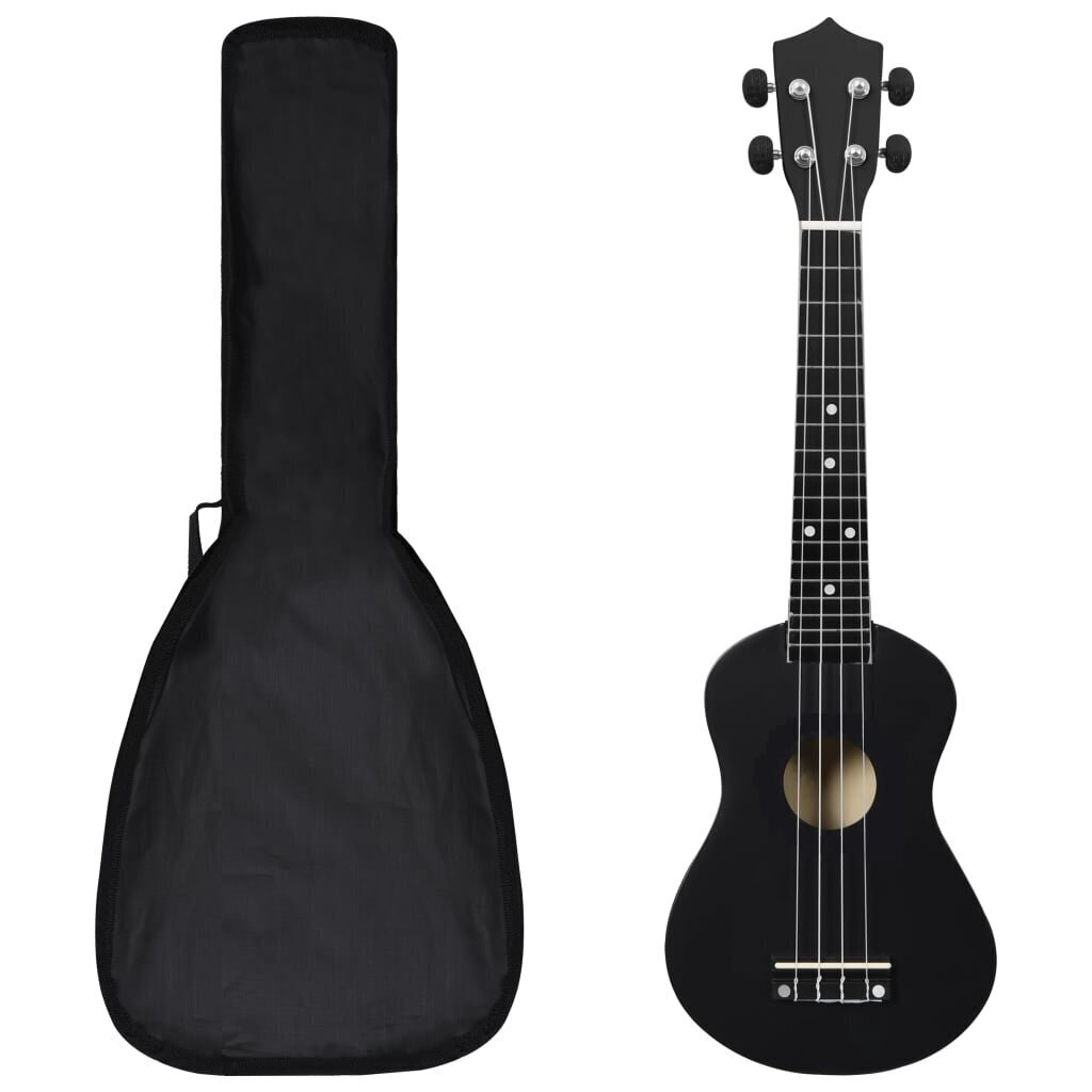 vidaXL soprāna bērnu ukulele ar somu, melna, 23" cena un informācija | Ģitāras | 220.lv