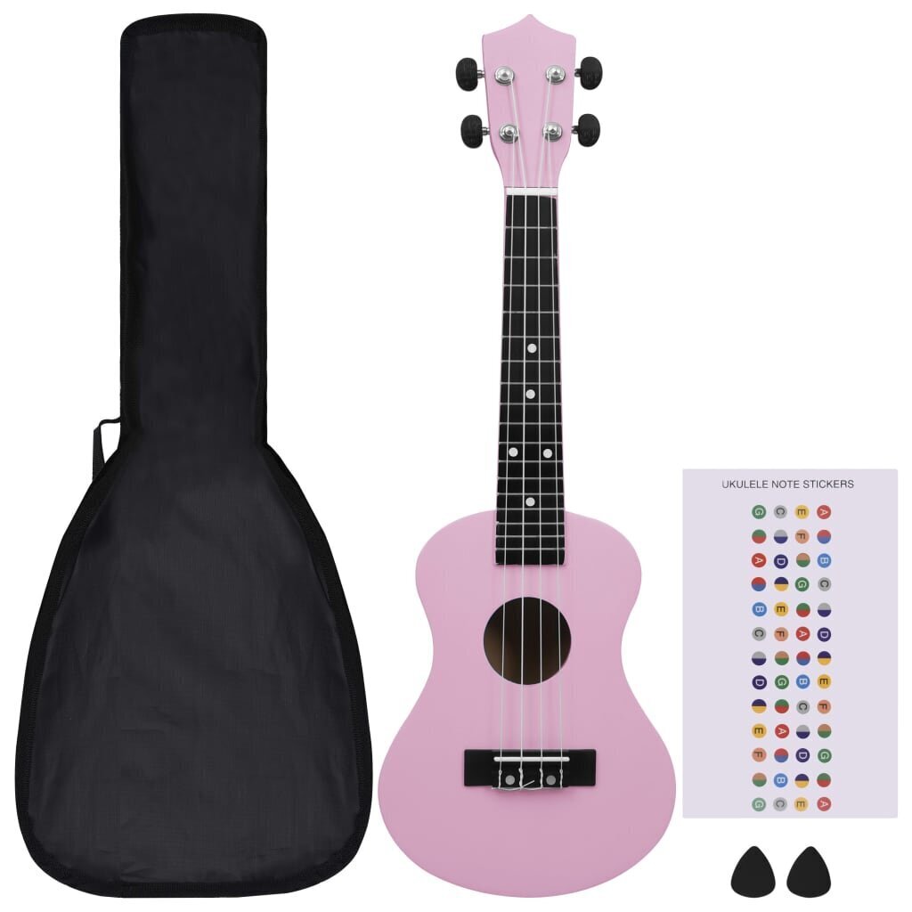 vidaXL soprāna bērnu ukulele ar somu, rozā, 23" cena un informācija | Ģitāras | 220.lv