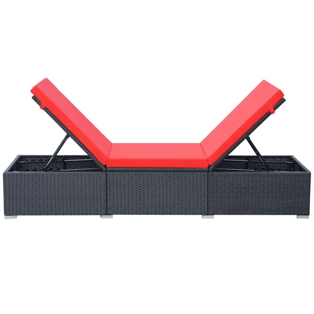 vidaXL sauļošanās zvilnis ar matraci, melna PE rotangpalma cena un informācija | Sauļošanās krēsli | 220.lv