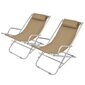 vidaXL atgāžami pludmales krēsli, 2 gab., tērauds, pelēkbrūni цена и информация | Sauļošanās krēsli | 220.lv