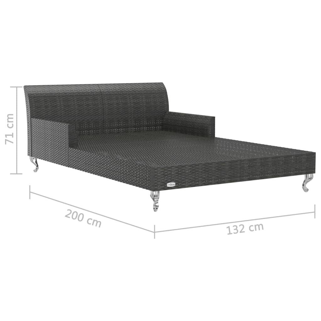 vidaXL 2-vietīga sauļošanās gulta ar spilveniem, melna PE rotangpalma cena un informācija | Sauļošanās krēsli | 220.lv