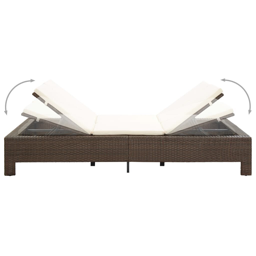 vidaXL sauļošanās gulta ar matraci, brūna, PE pinums, divvietīga цена и информация | Sauļošanās krēsli | 220.lv