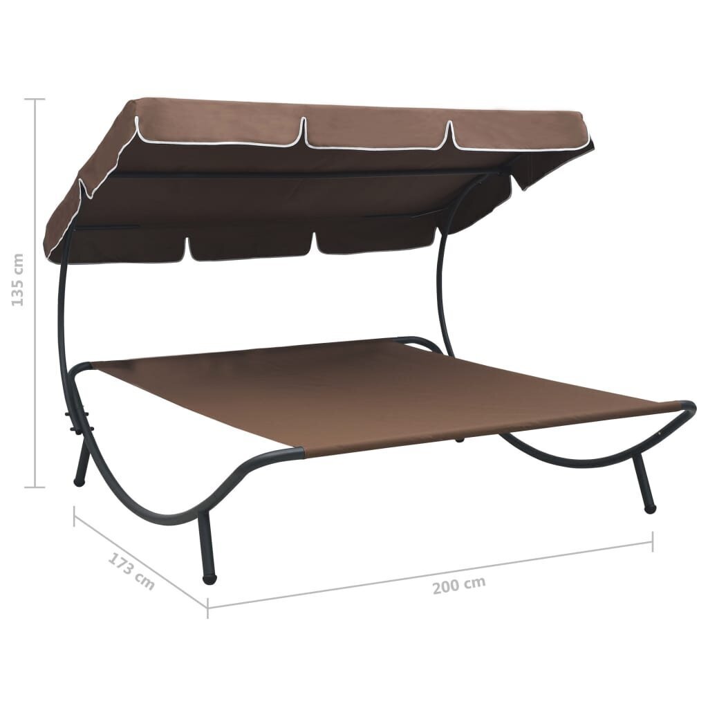 vidaXL āra atpūtas gulta ar jumtu, brūna cena un informācija | Sauļošanās krēsli | 220.lv