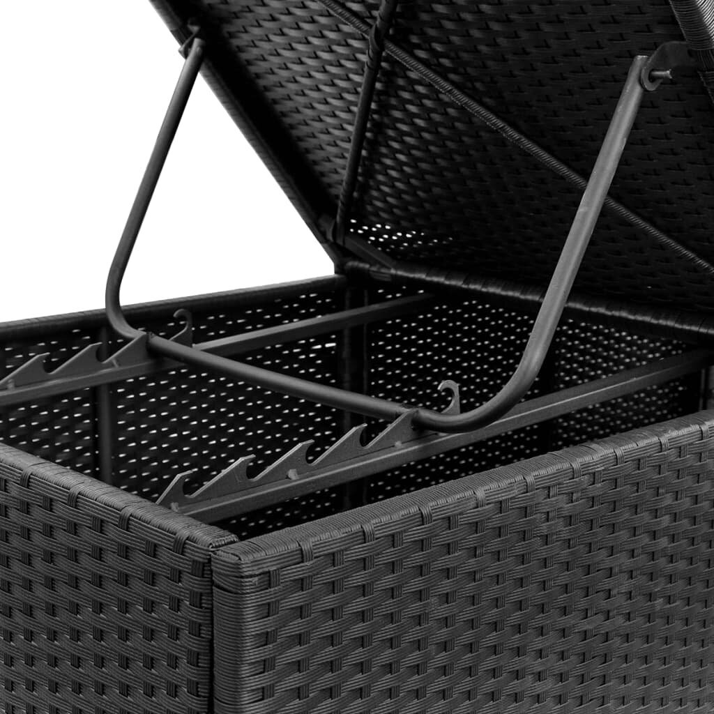 vidaXL sauļošanās zviļņi ar spilveniem, 2 gab., melna PE rotangpalma cena un informācija | Sauļošanās krēsli | 220.lv