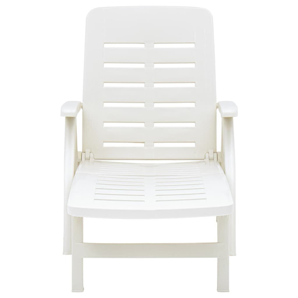 vidaXL salokāms sauļošanās zvilnis, balta plastmasa цена и информация | Sauļošanās krēsli | 220.lv