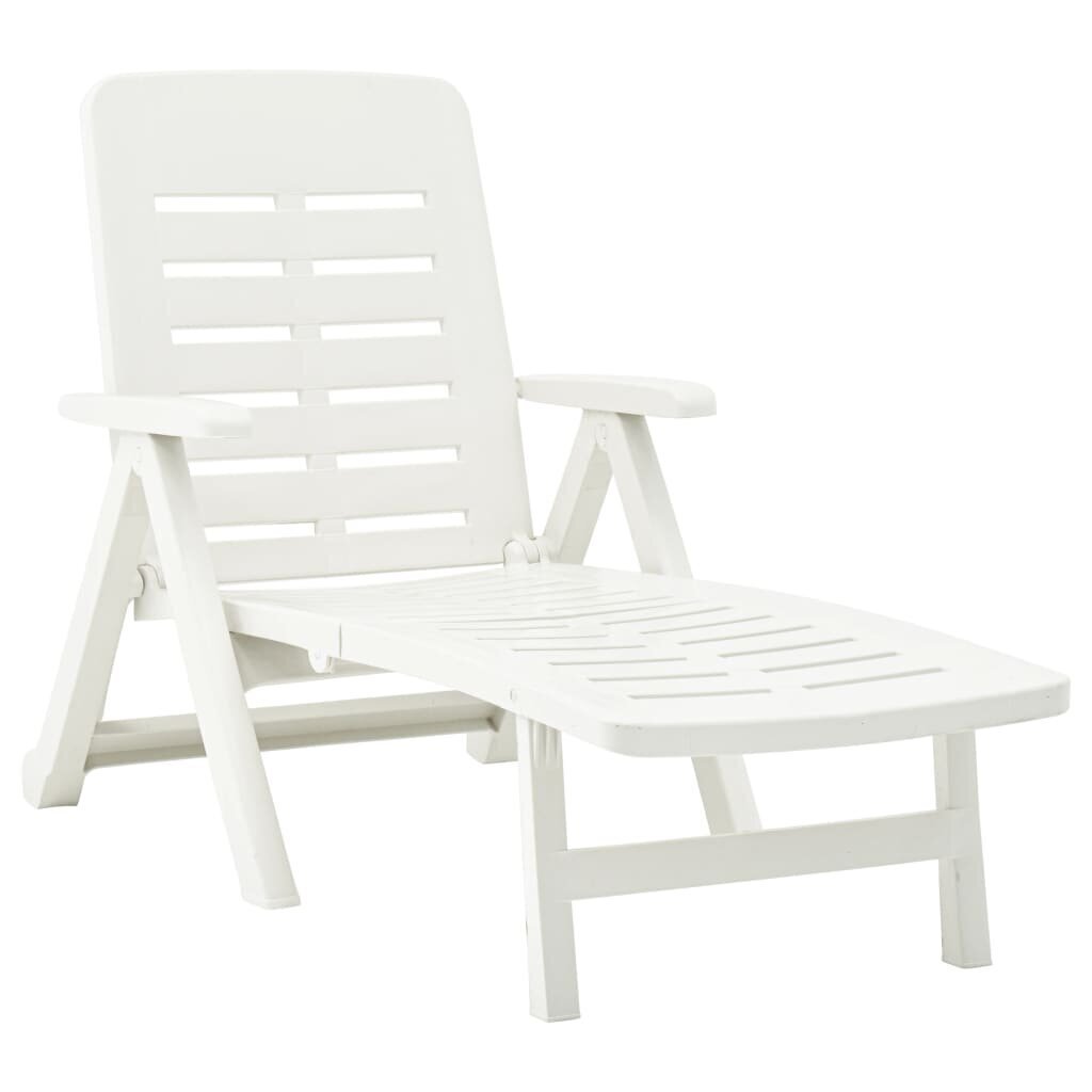 vidaXL salokāms sauļošanās zvilnis, balta plastmasa цена и информация | Sauļošanās krēsli | 220.lv