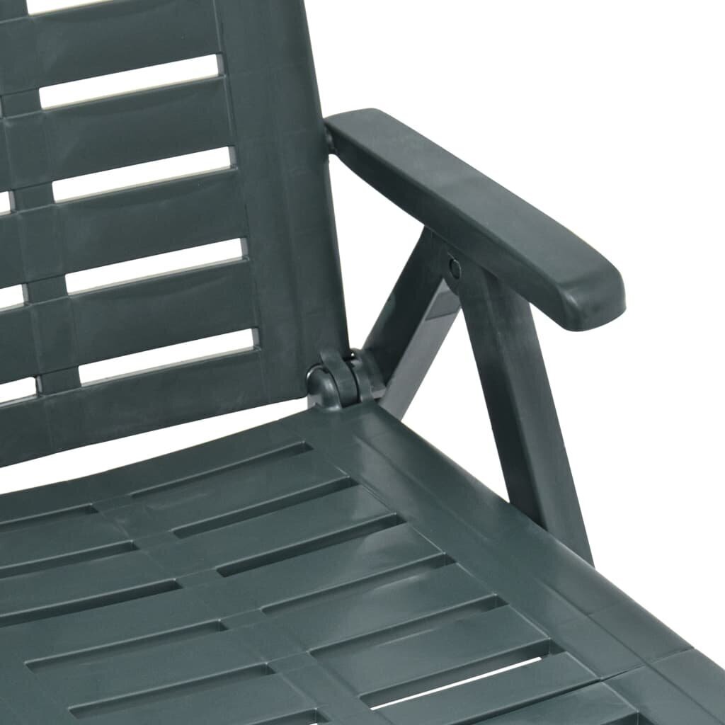 vidaXL salokāms sauļošanās zvilnis, zaļa plastmasa цена и информация | Sauļošanās krēsli | 220.lv