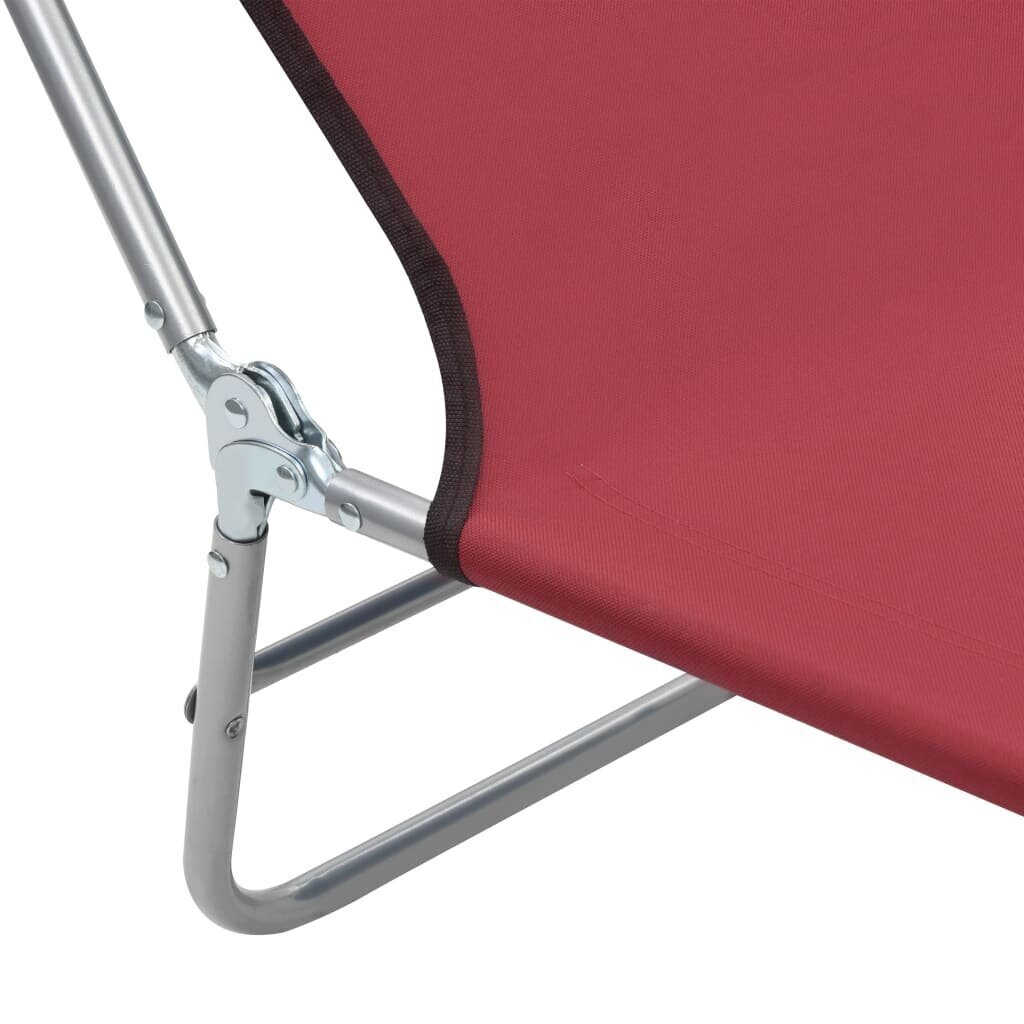 vidaXL saliekami sauļošanās zviļņi, 2 gab., tērauds, sarkans audums cena un informācija | Sauļošanās krēsli | 220.lv