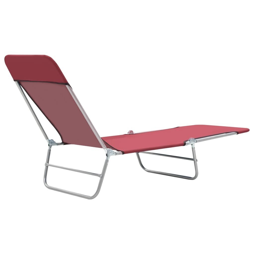 vidaXL saliekami sauļošanās zviļņi, 2 gab., tērauds, sarkans audums cena un informācija | Sauļošanās krēsli | 220.lv