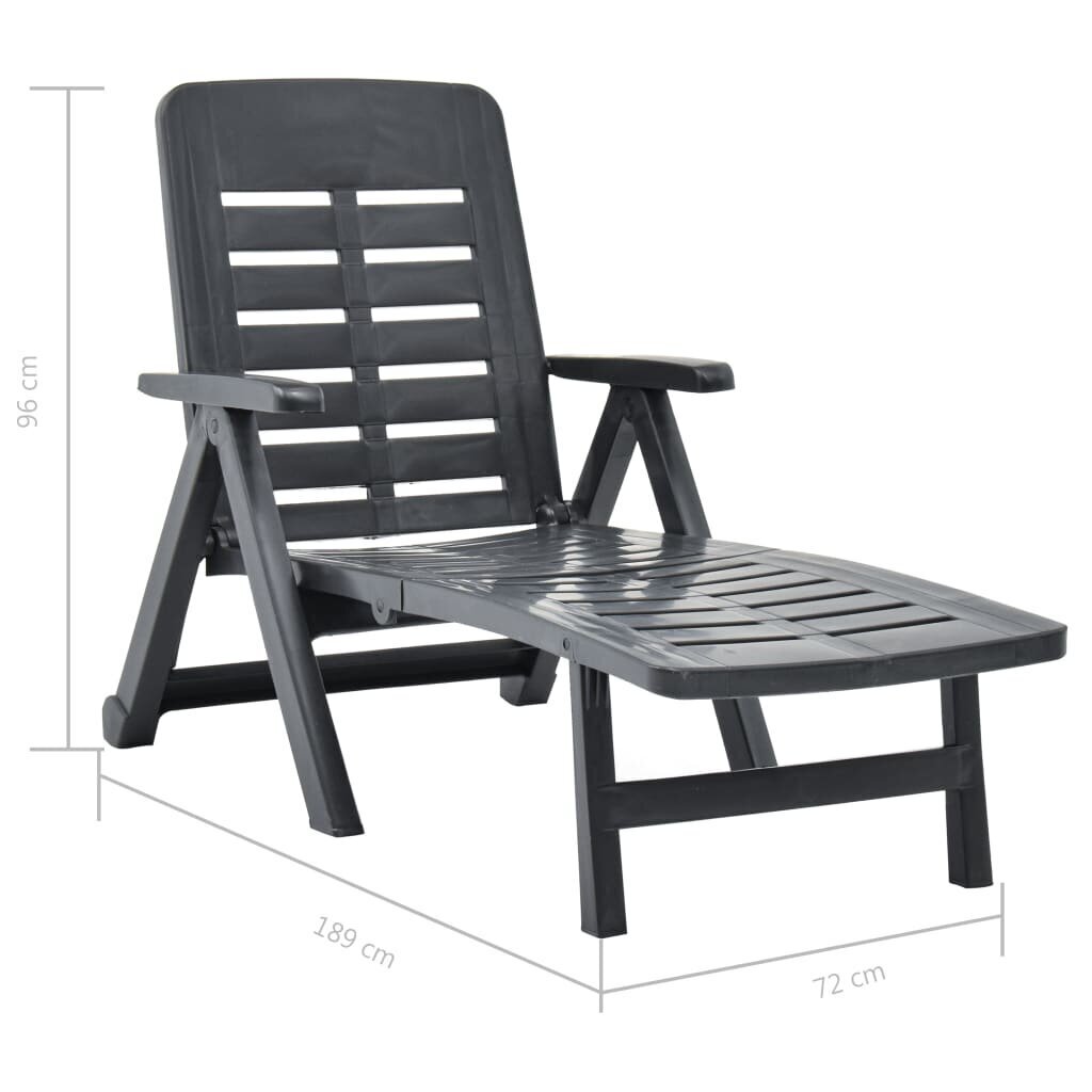 vidaXL salokāms sauļošanās zvilnis, antracītpelēka plastmasa cena un informācija | Sauļošanās krēsli | 220.lv