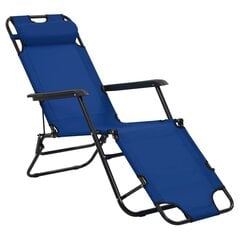 vidaXL sauļošanās krēsli, 2 gab., ar kāju balstu, tērauds, zili цена и информация | Шезлонги | 220.lv