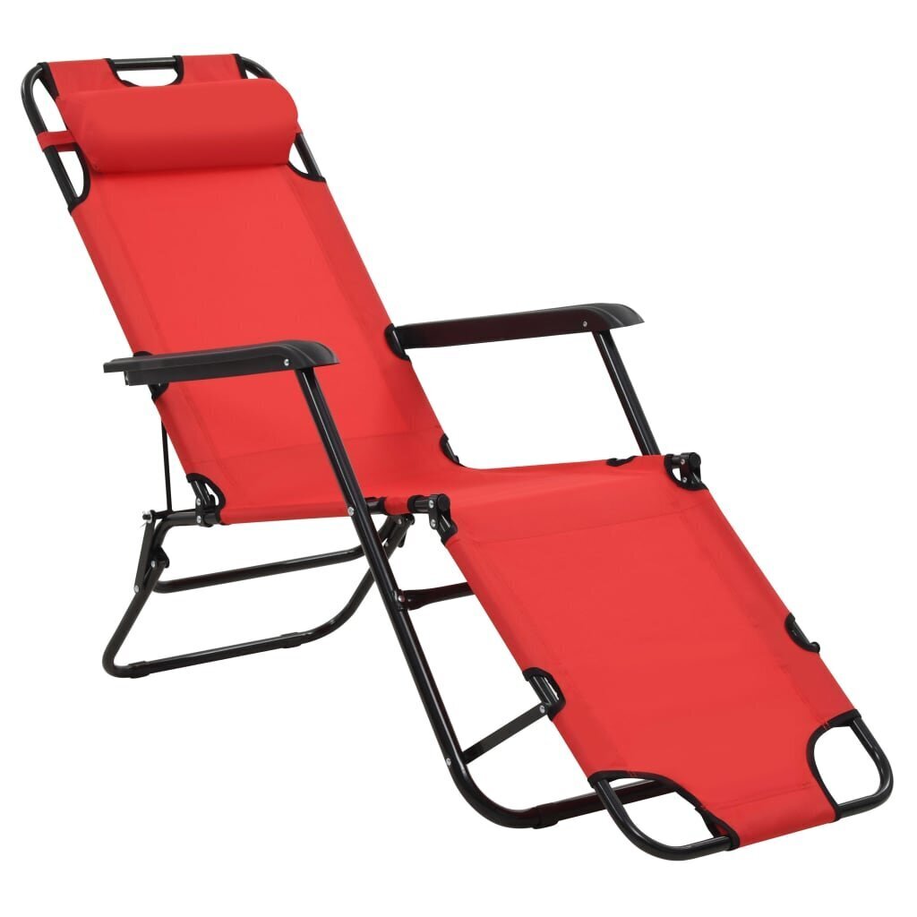 vidaXL sauļošanās krēsli, 2 gab., ar kāju balstu, tērauds, sarkani цена и информация | Sauļošanās krēsli | 220.lv