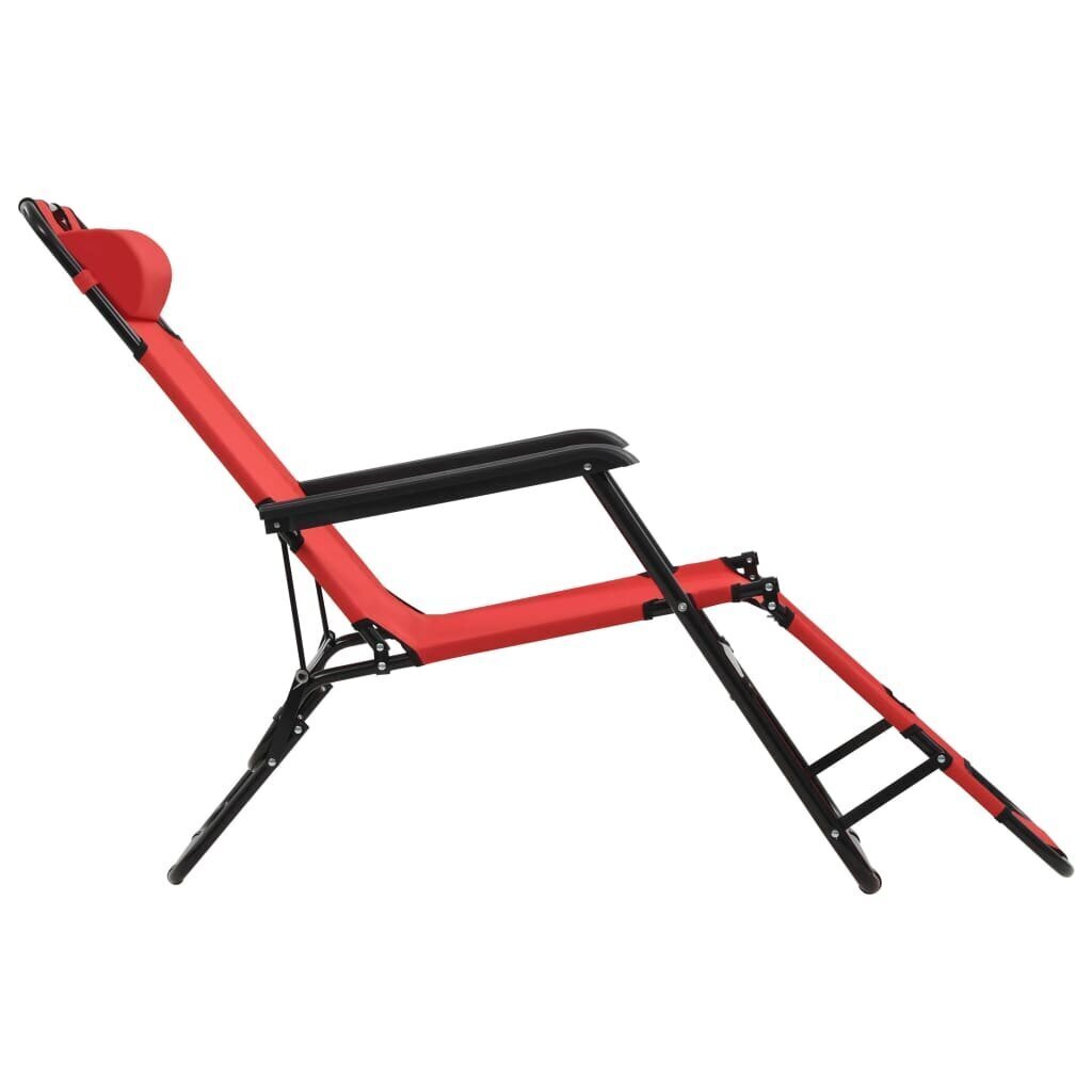 vidaXL sauļošanās krēsli, 2 gab., ar kāju balstu, tērauds, sarkani cena un informācija | Sauļošanās krēsli | 220.lv