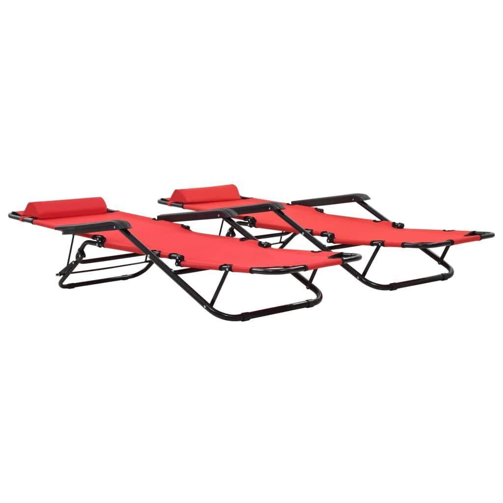 vidaXL sauļošanās krēsli, 2 gab., ar kāju balstu, tērauds, sarkani цена и информация | Sauļošanās krēsli | 220.lv